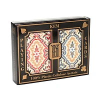 KEM Narrow Jumbo Paisley Red & Blue Playing Cards