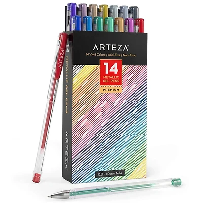 Arteza® 14 Color Metallic Gel Pen Set