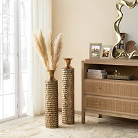 Glitzhome®  Gold Embossed Verdigris Metal Floor Vases Set