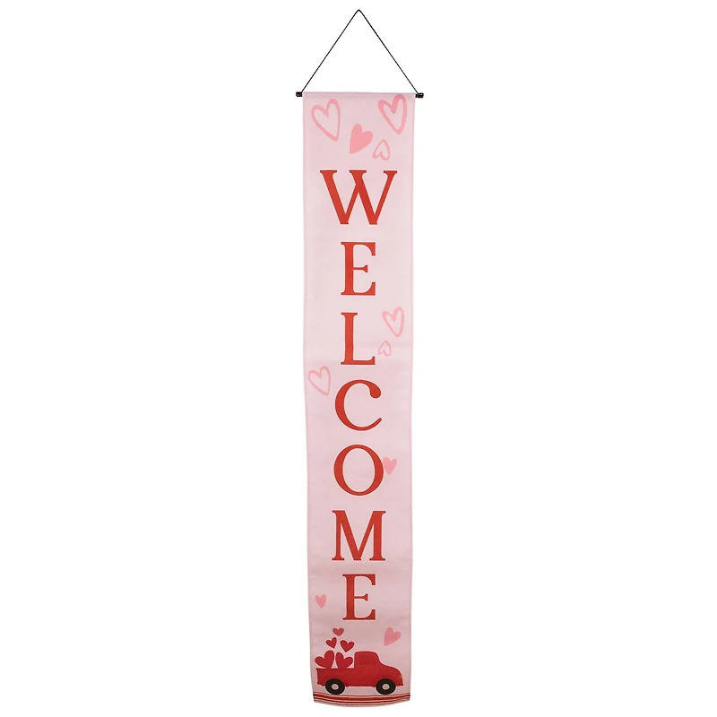 71" Welcome & Happy Valentine's Day Outdoor Door Banners Set