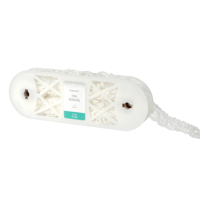 1.1" White Pleated Lace Trim by Celebrate It®