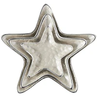 White & Silver Handmade Starfish Enameled Aluminum Decorative Bowl Set