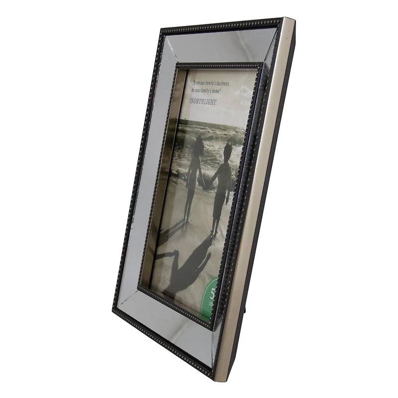 Silver Studded Glass Mirror Encased Photo Picture Frame, 5" x 7"