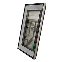 Silver Studded Glass Mirror Encased Photo Picture Frame, 5" x 7"