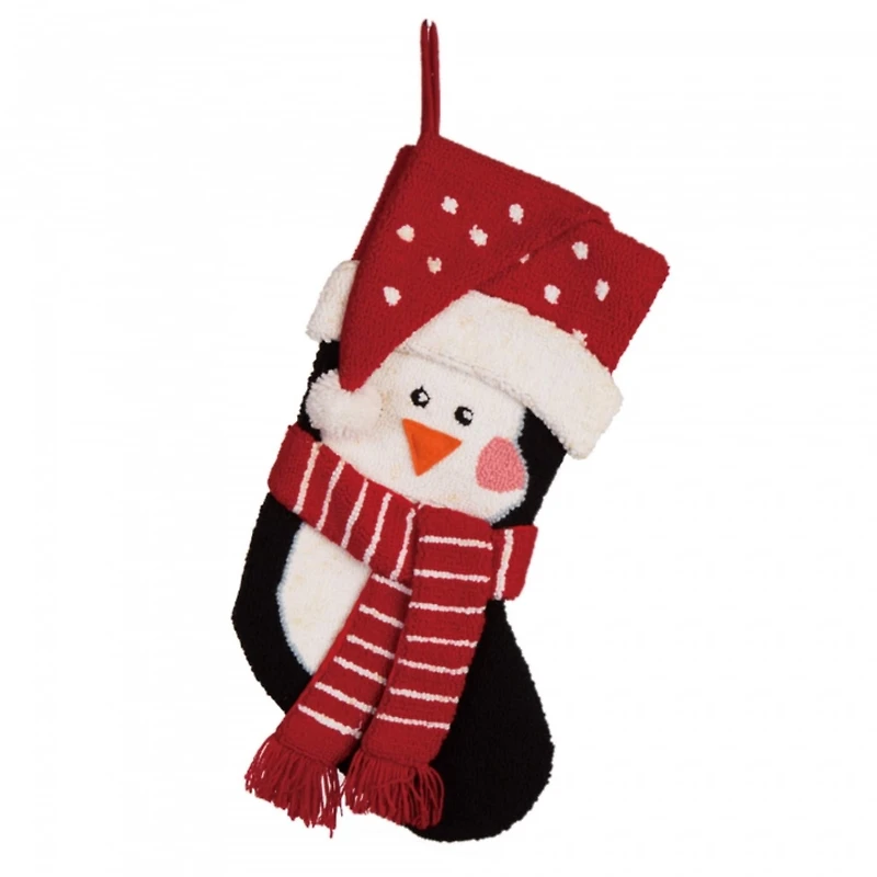 Glitzhome® 19" Penguin & Reindeer Hooked Stocking Set