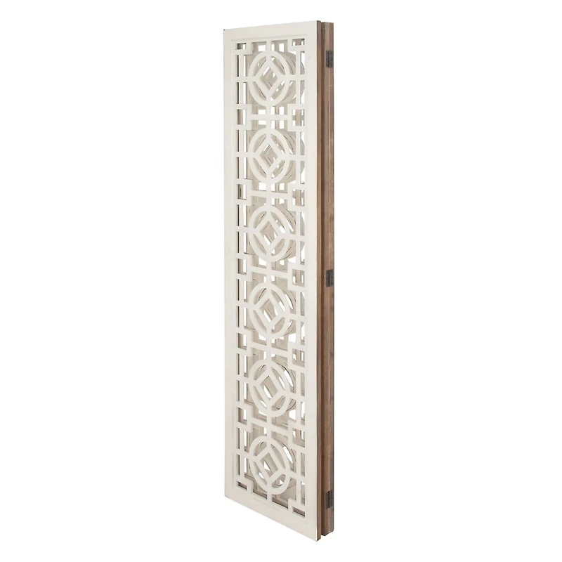 White Wood Farmhouse Room Divider Screen, 72" x 54" x 1"