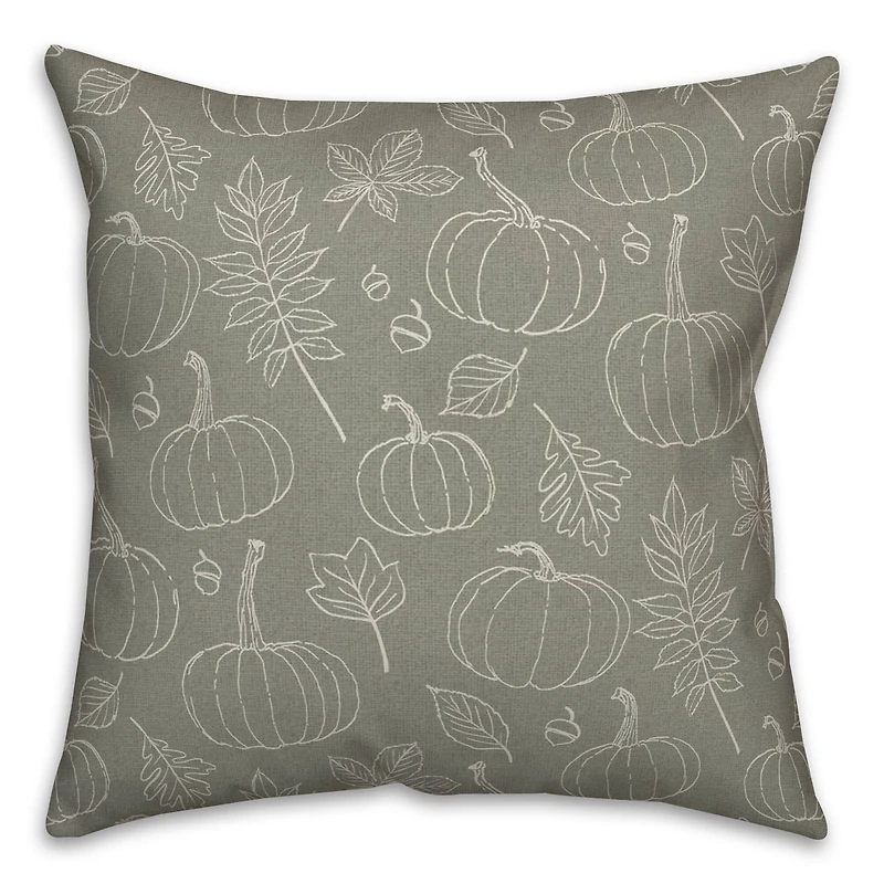Green Fall Pattern Throw Pillow
