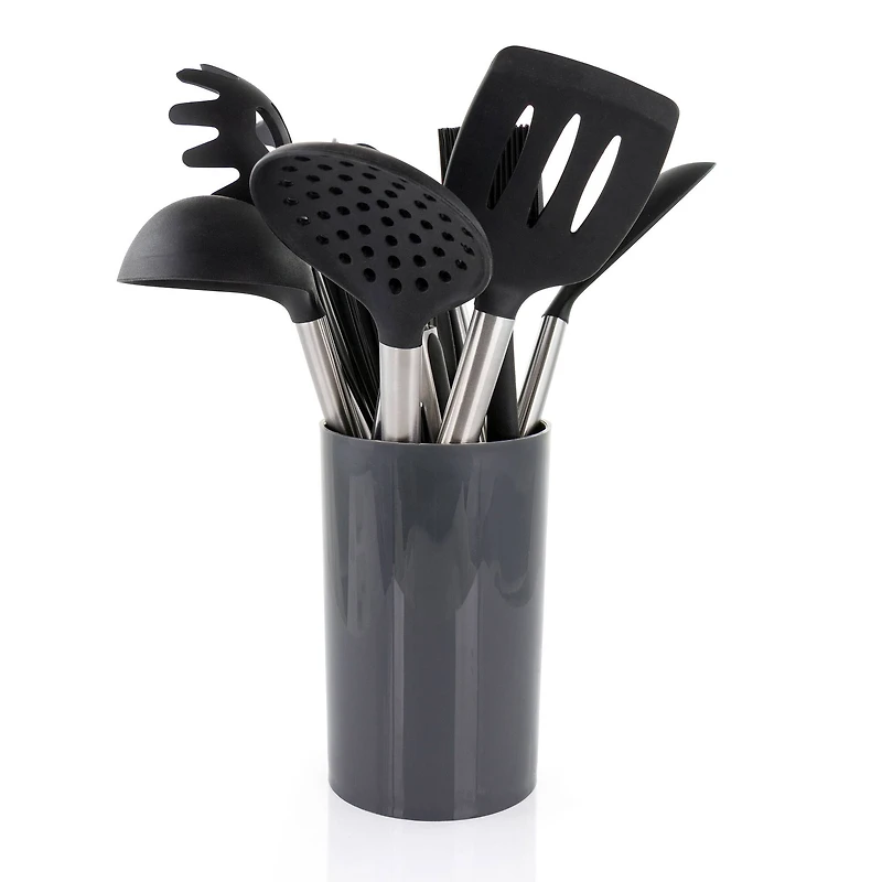 MegaChef Gray Silicone & Stainless Steel Cooking Utensils Set, 14ct.