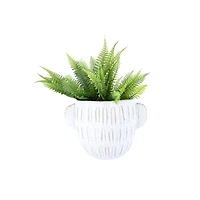 6.5" Glazed Embossed Stoneware Planter 