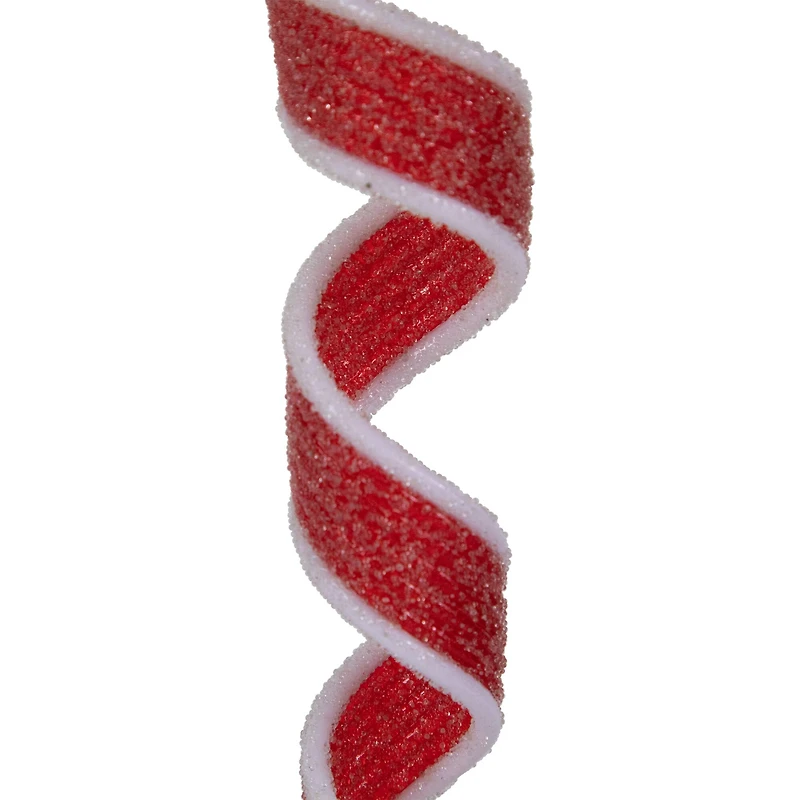 6ct Frosted Red and White Candy Twist Christmas Ornaments 9"