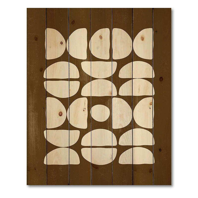 Designart - Abstract Composition of Minimal Half Moons - Modern Print on Natural Pine Wood