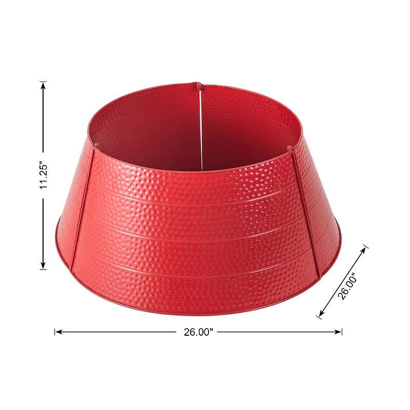 Glitzhome® 26" Red Hammered Metal Tree Collar