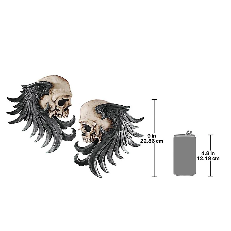 Design Toscano 9" Bad to the Bones Winged Skull Sentinel Wall Sculpture Set