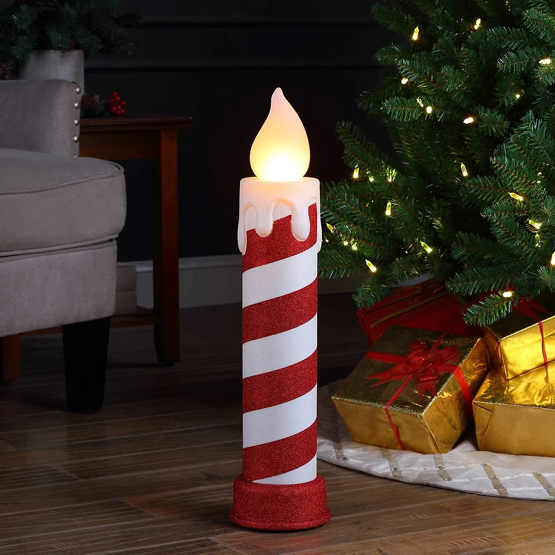 24" Red & White Blow Mold Stripe Candle
