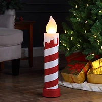 24" Red & White Blow Mold Stripe Candle