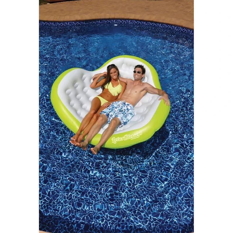 80" Inflatable Green Lotus Blossom Swimming Pool Duo Lounger