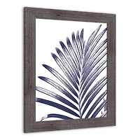 Navy Palm Leaf Wall Print in Western Gray Frame