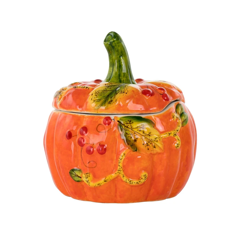 Gibson Home® Orange Stoneware Pumpkin Cookie Jar with Lid