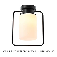 Hello Honey® Robert Stevenson Lighting Ezra Metal & Frosted Glass Convertible Ceiling Light