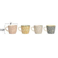 Hello Honey® 5" Flower Print Stoneware Mug Set