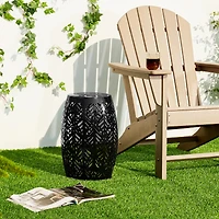 Glitzhome® 18.25" Multifunctional Solar Powdered Iron Leaf Cutout Garden Stool