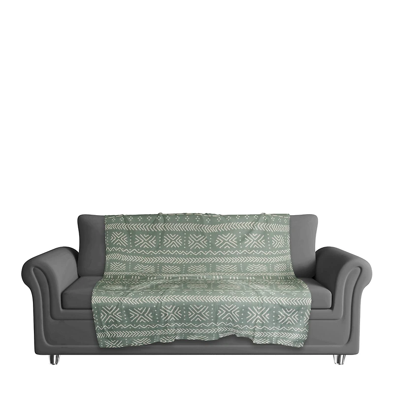 Sage Mudcloth 50" x 60" Sherpa Fleece Blanket