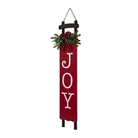 Glitzhome® 40" Lighted Wooden Sleigh JOY Porch Sign with Timer