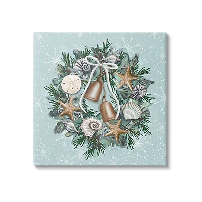 Stupell Industries Nautical Holiday Seashell Wreath Canvas Wall Art