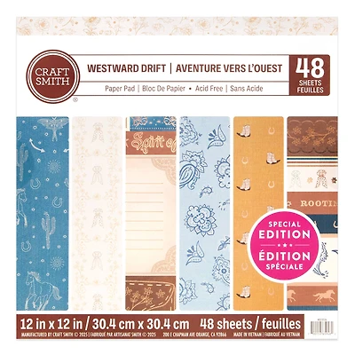 Craft Smith 12" x 12" Westward Drift Paper Pad, 48 Sheets