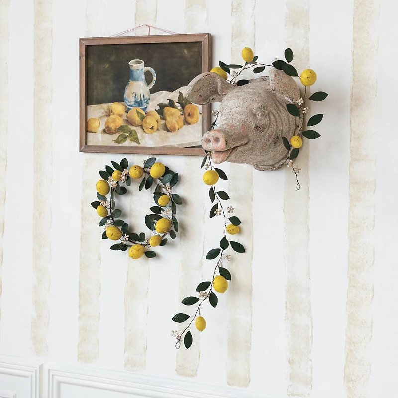 Hello Honey® 16" Hand-Painted Lemon & Leaves Metal Wreath