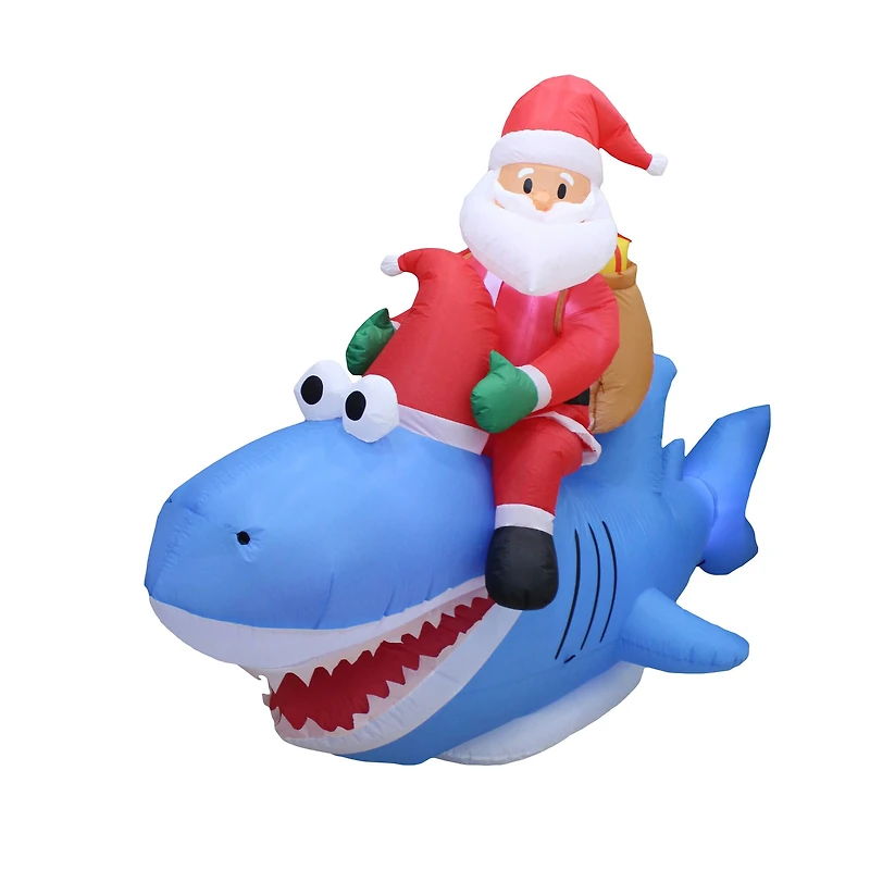 9ft. Inflatable Christmas Santa Riding Shark
