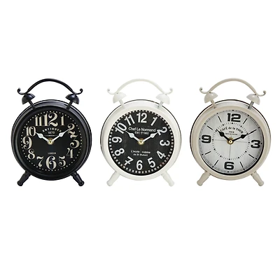 8" Round Metal Vintage Clock Set