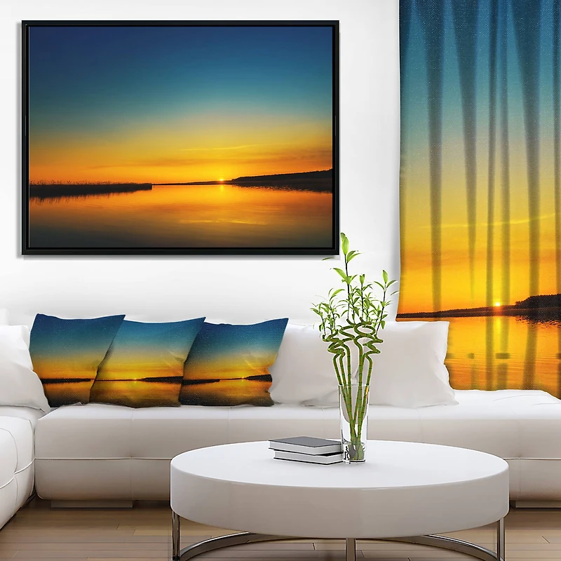 Designart - Orange Sunset Over River