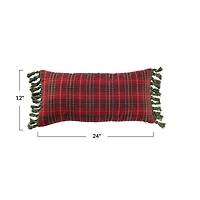 Hello Honey® 24" Red Plaid Lumbar Accent Pillow with Tassels