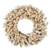 24" Warm White Dura-Lit® LED Frosted Gold Wreath