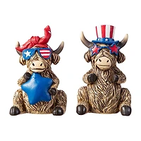 Glitzhome® Patriotic Americana Highland Cow Table Décor