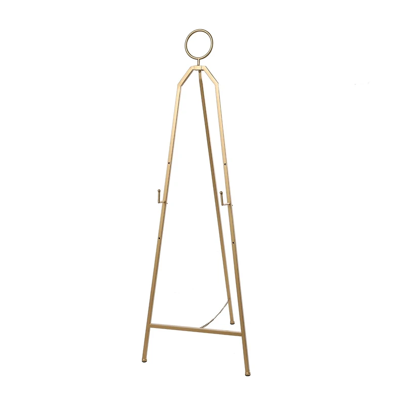 51.5" Gold Metal Adjustable Minimalistic Floor Easel with Circular Ring Top