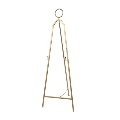 51.5" Gold Metal Adjustable Minimalistic Floor Easel with Circular Ring Top