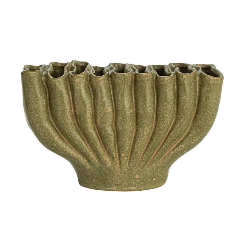 Hello Honey® 8" Green 9 Sectioned Sculptural Stoneware Vase
