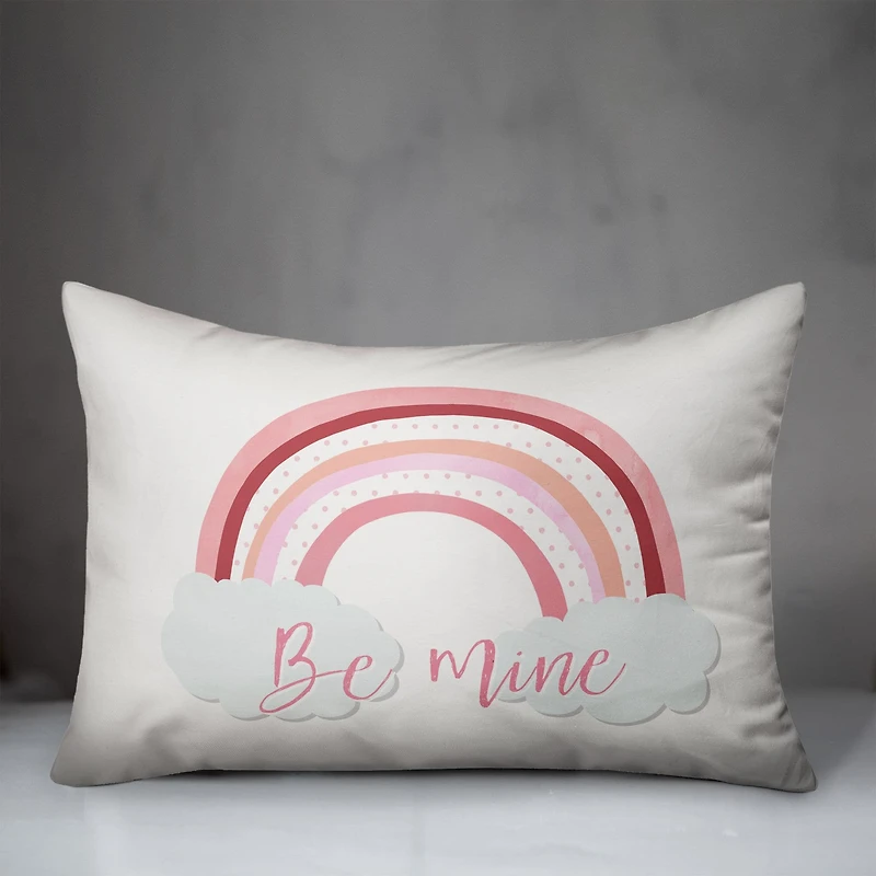 Be Mine Rainbow Polka Dots Throw Pillow