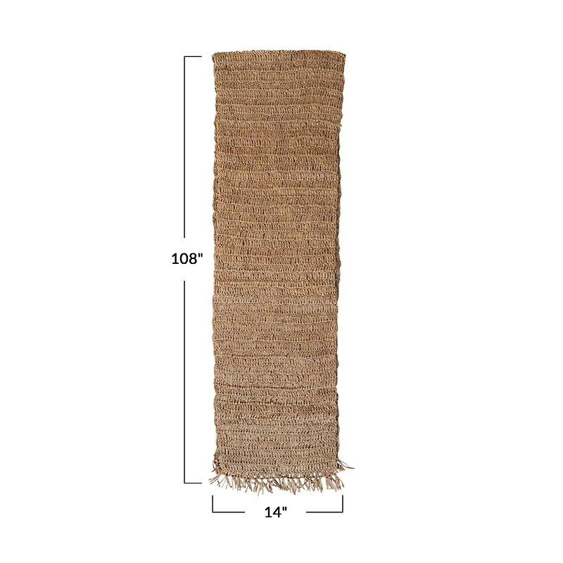 Hello Honey® 108" Natural Woven Raffia Table Runner with Fringe