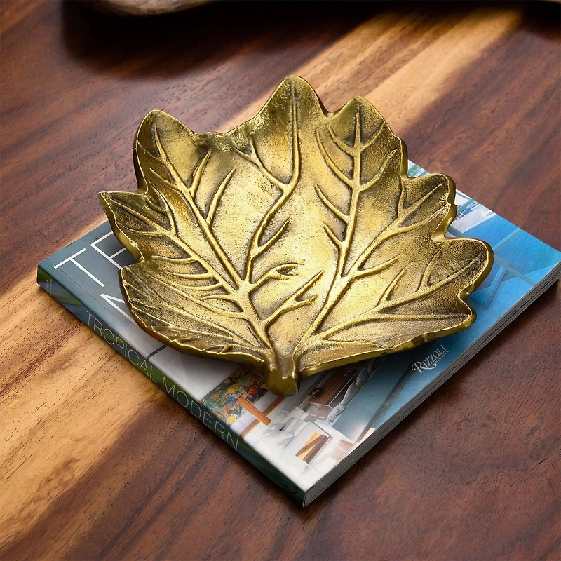 10" Gold Tree of Life Leaf Decorative Accent Tray