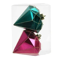 2 Pack 5.4" Pink & Teal Shatterproof Diamond Ornaments by Ashland®