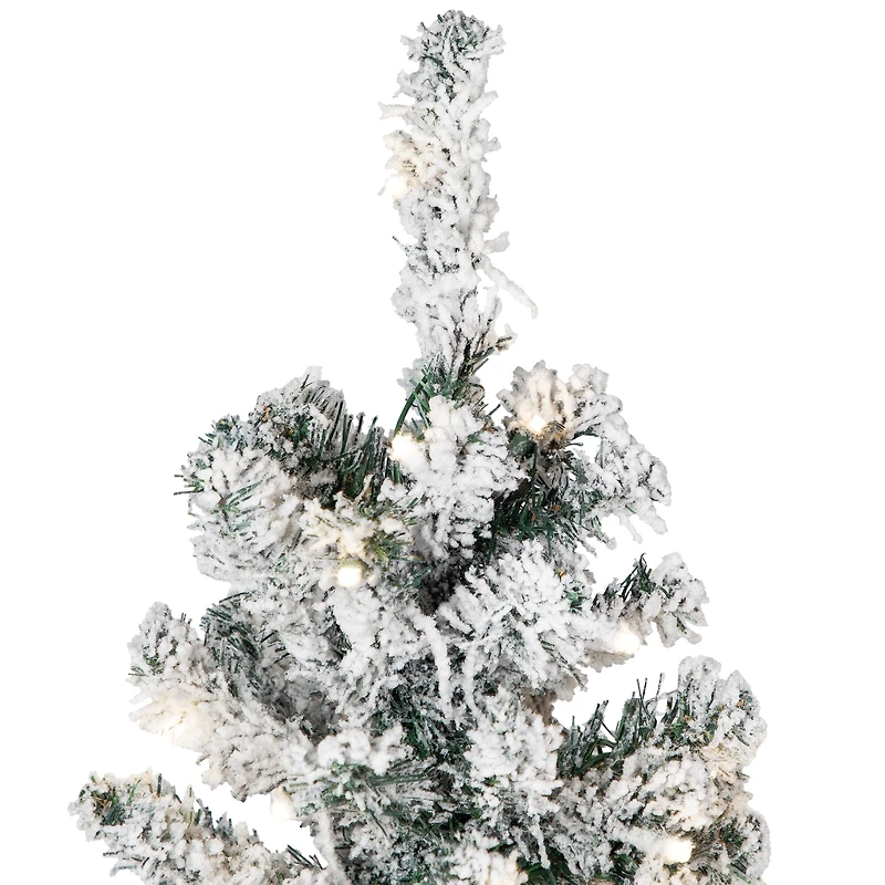 6.5ft. Pre-Lit Medium Flocked Pine Artificial Christmas Tree, Warm White LED Lights