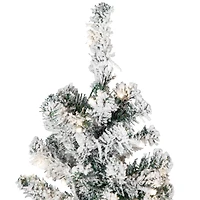 6.5ft. Pre-Lit Medium Flocked Pine Artificial Christmas Tree, Warm White LED Lights