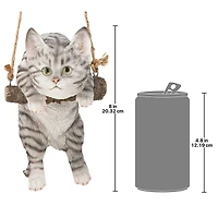 Design Toscano 8" Gray Tabby Kitty on a Perch Hanging Cat Sculpture