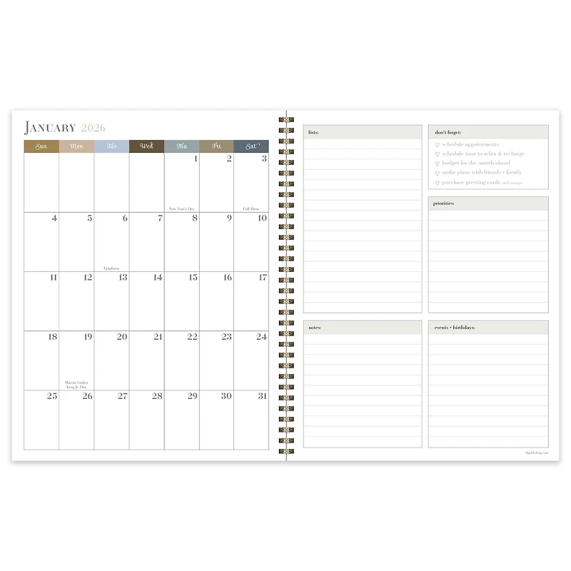 2026 Tres Belle Blue Large Weekly Monthly Planner