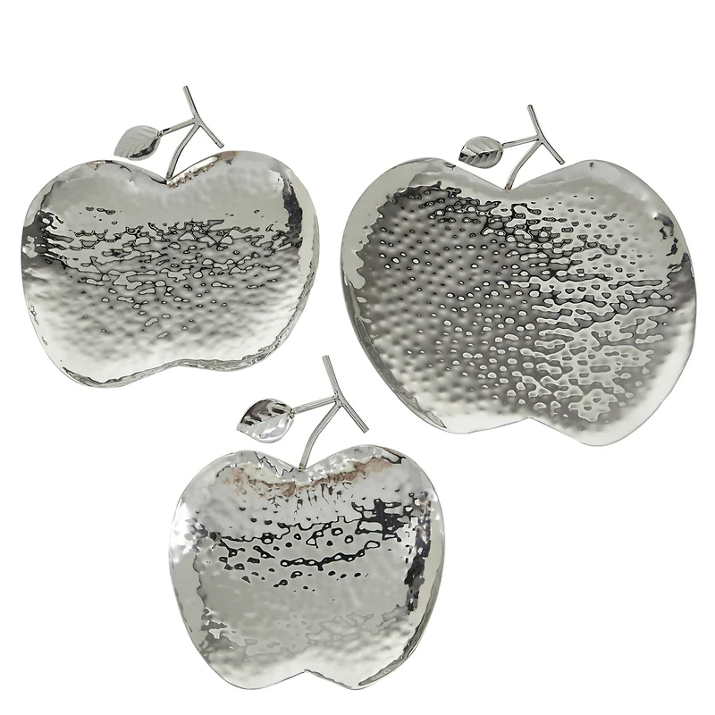 Silver Apple Stainless Steel Contemporary Tray Set