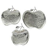 Silver Apple Stainless Steel Contemporary Tray Set