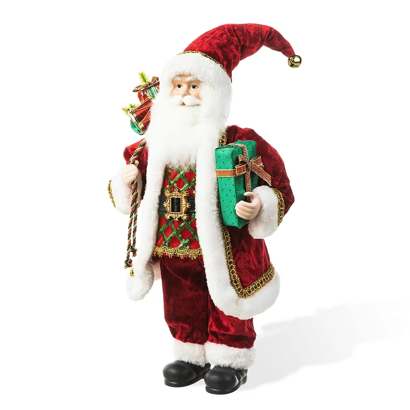 Glitzhome® 18" Faux Fur Traditional Christmas Santa Figurine